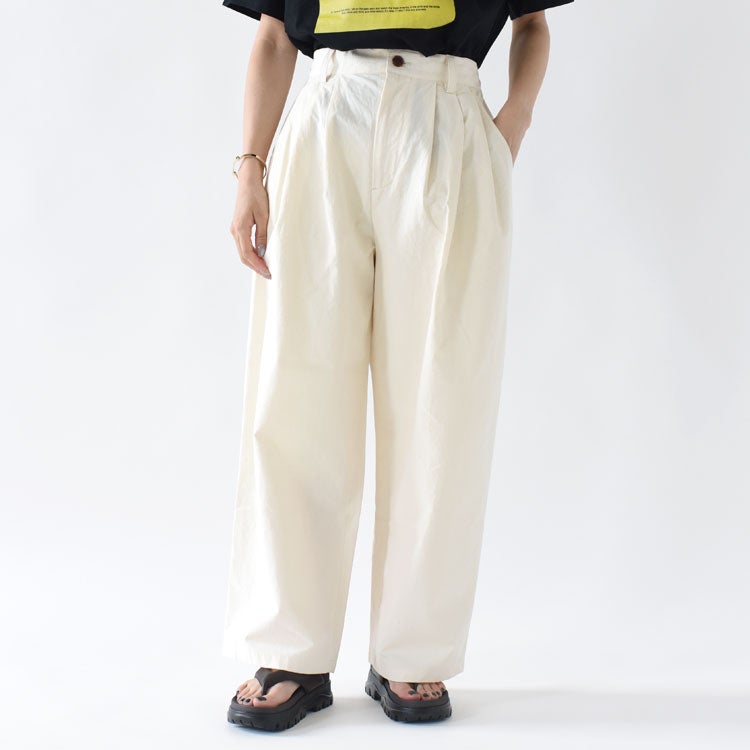 HEMP THREE TUCK WIDE PANTS ヘンプスリータックワイドパンツ