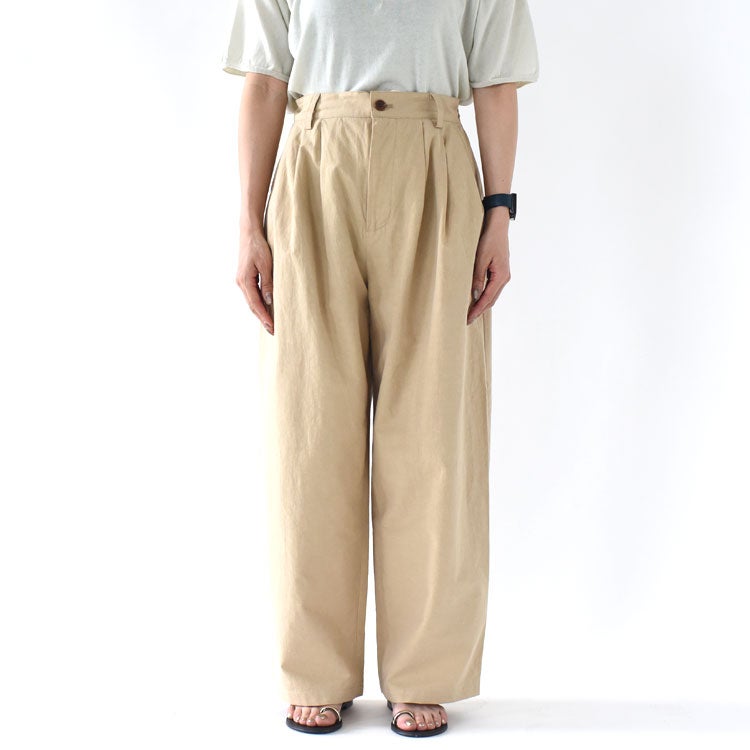 HEMP THREE TUCK WIDE PANTS ヘンプスリータックワイドパンツ