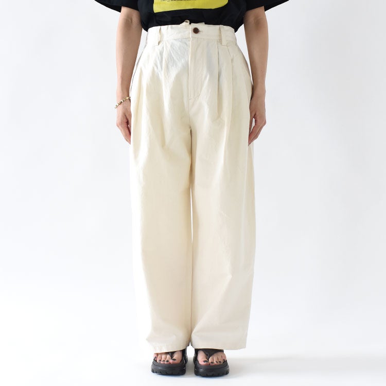 HEMP THREE TUCK WIDE PANTS ヘンプスリータックワイドパンツ
