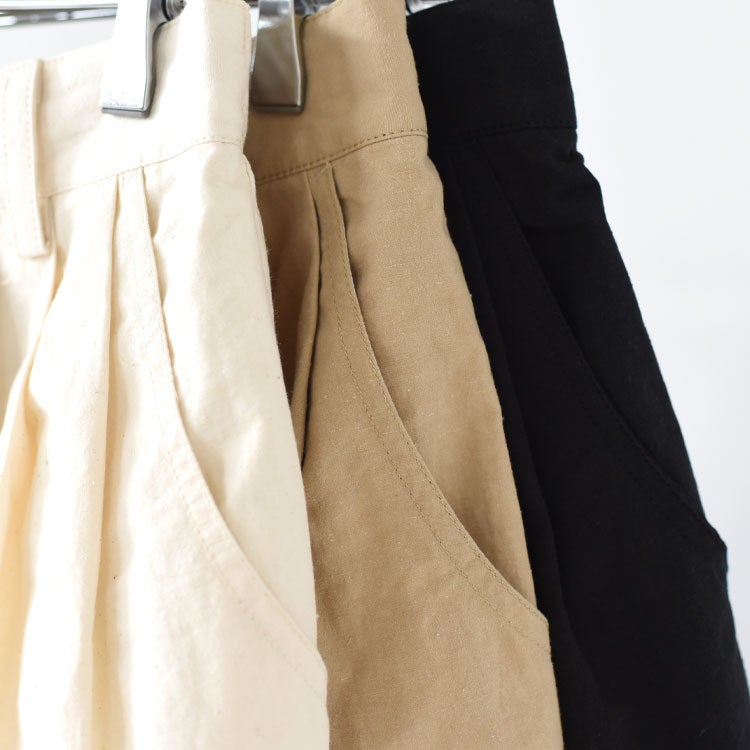 HEMP THREE TUCK WIDE PANTS ヘンプスリータックワイドパンツ