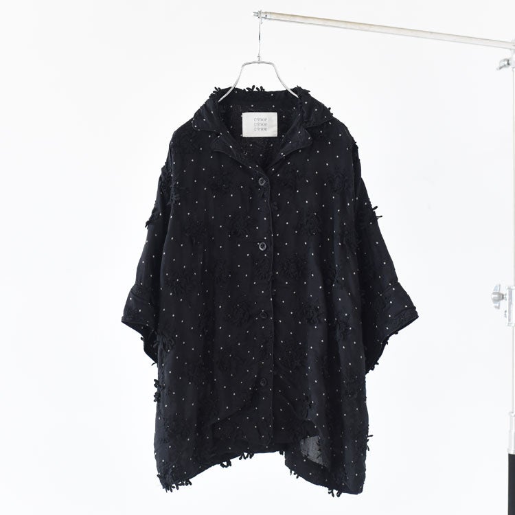 dot 3D embroidery open collar shirt ドット3Dエンブロイダリーオーオウンカラーシャツ