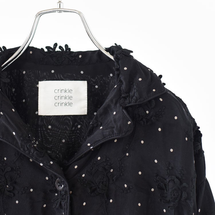 dot 3D embroidery open collar shirt ドット3Dエンブロイダリーオーオウンカラーシャツ