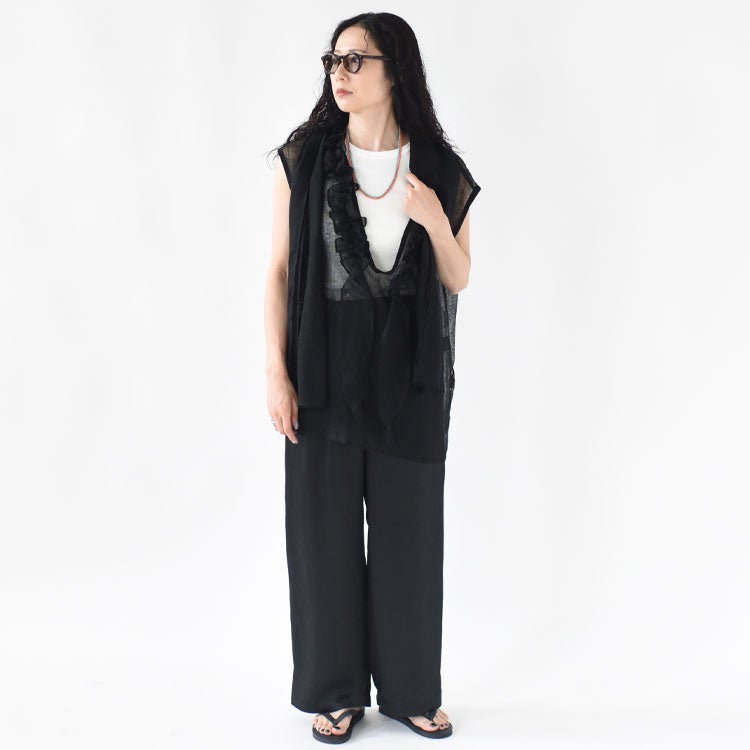 LINEN MESH STOLE FRILL BLOUSE リネンメッシュストールフリルブラウス