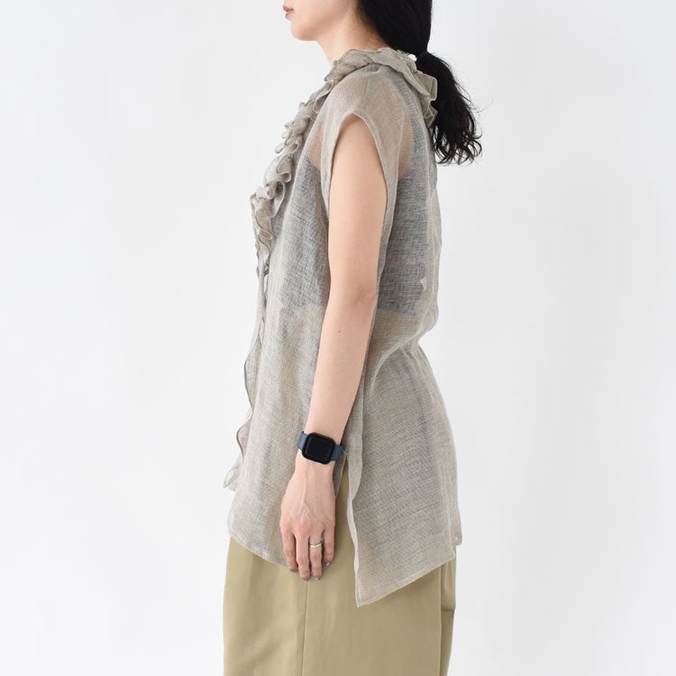 LINEN MESH STOLE FRILL BLOUSE リネンメッシュストールフリルブラウス