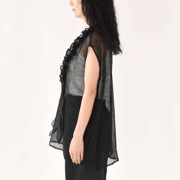 LINEN MESH STOLE FRILL BLOUSE リネンメッシュストールフリルブラウス