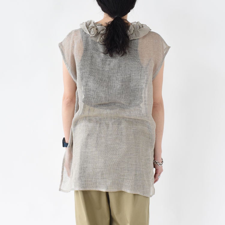LINEN MESH STOLE FRILL BLOUSE リネンメッシュストールフリルブラウス