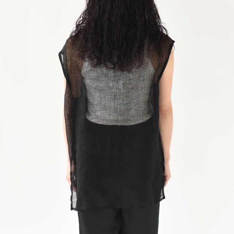 LINEN MESH STOLE FRILL BLOUSE リネンメッシュストールフリルブラウス