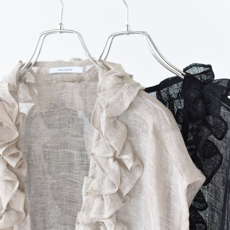 LINEN MESH STOLE FRILL BLOUSE リネンメッシュストールフリルブラウス