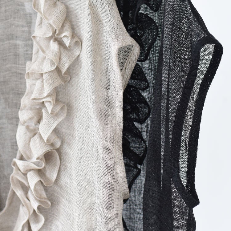 LINEN MESH STOLE FRILL BLOUSE リネンメッシュストールフリルブラウス
