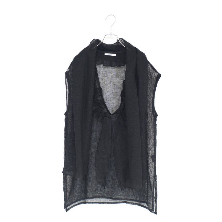 LINEN MESH STOLE FRILL BLOUSE リネンメッシュストールフリルブラウス