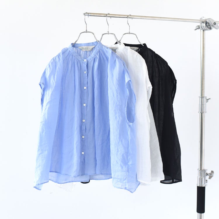 RAMIE GATHER NO SLEEVE SHIRT ラミーギャザーノースリーブシャツ
