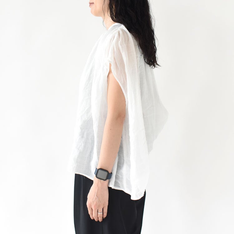 RAMIE GATHER NO SLEEVE SHIRT ラミーギャザーノースリーブシャツ