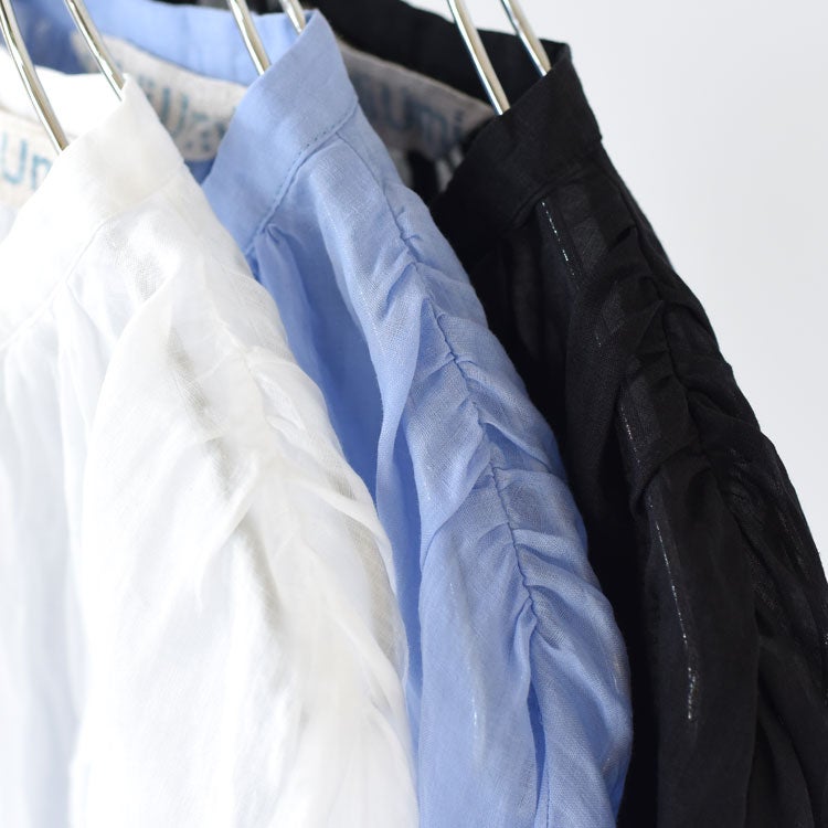 RAMIE GATHER NO SLEEVE SHIRT ラミーギャザーノースリーブシャツ