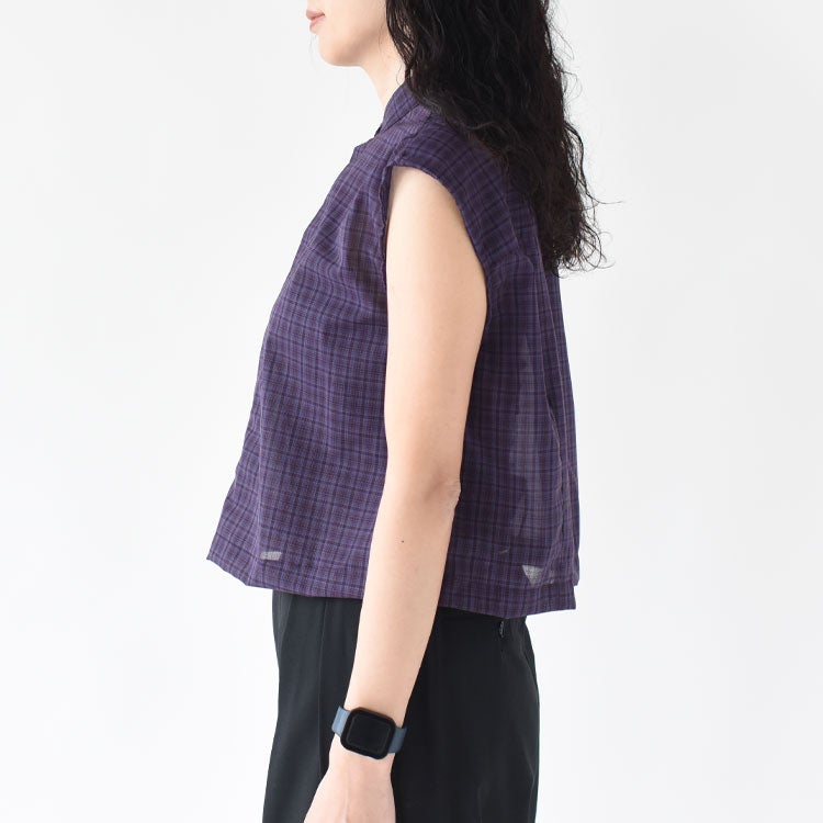SUMMER WOOL MIX NO SLEEVE SHORT BLOUSE サマーウールミックスノースリーブショートブラウス