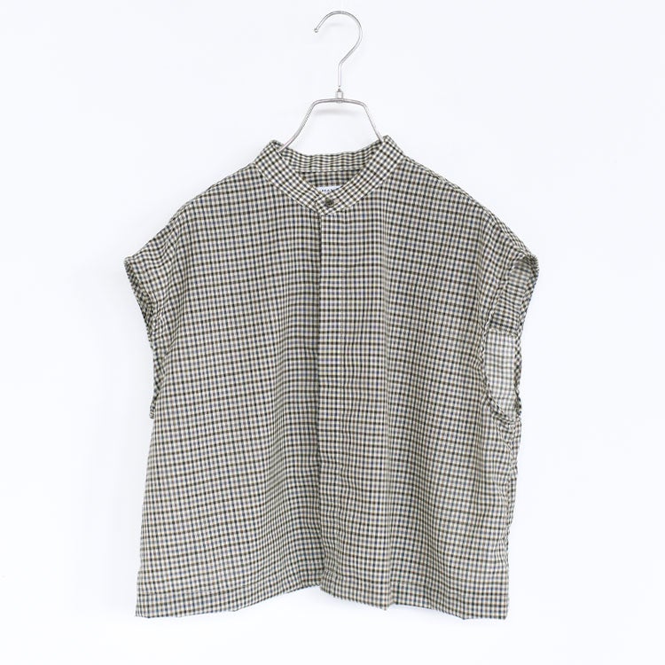 SUMMER WOOL MIX NO SLEEVE SHORT BLOUSE サマーウールミックスノースリーブショートブラウス