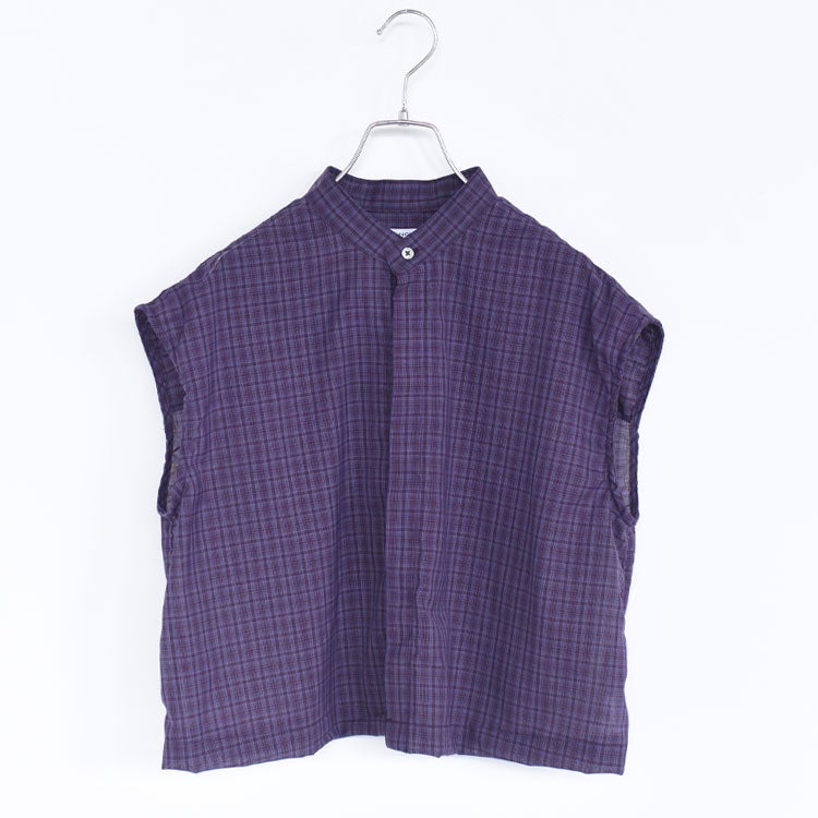 SUMMER WOOL MIX NO SLEEVE SHORT BLOUSE サマーウールミックスノースリーブショートブラウス