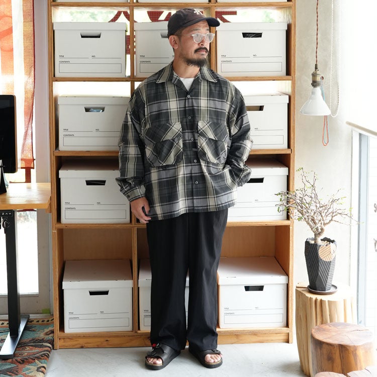 TECH SPORTS OPEN COLLAR SHIRT L/S BIG TARTAN テック スポーツ オープンカラーシャツ ロングスリーブ ビッグタータン