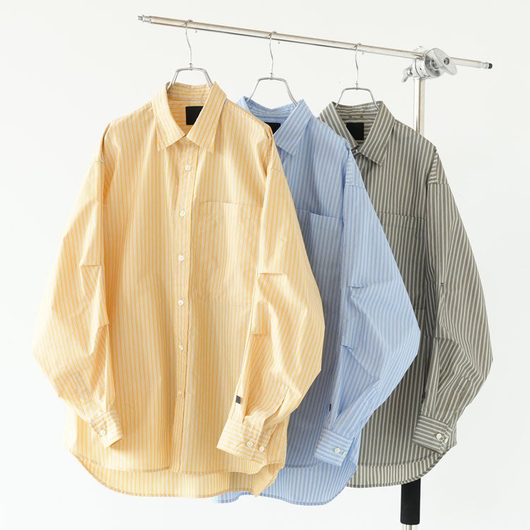 W's TECH REGULAR COLLAR SHIRT L/S STRIPE ウィメンズ テック