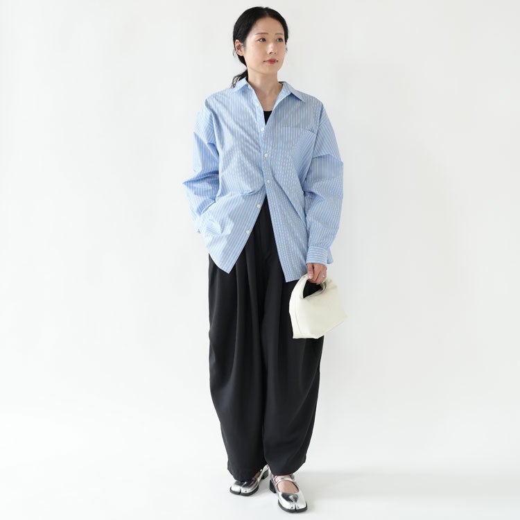 W's TECH REGULAR COLLAR SHIRT L/S STRIPE ウィメンズ テック レギュラーカラーシャツ ロングスリーブ ストライプ