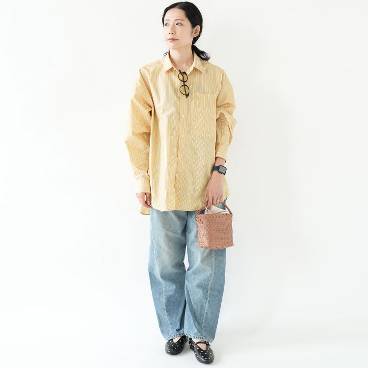 W's TECH REGULAR COLLAR SHIRT L/S STRIPE ウィメンズ テック レギュラーカラーシャツ ロングスリーブ ストライプ