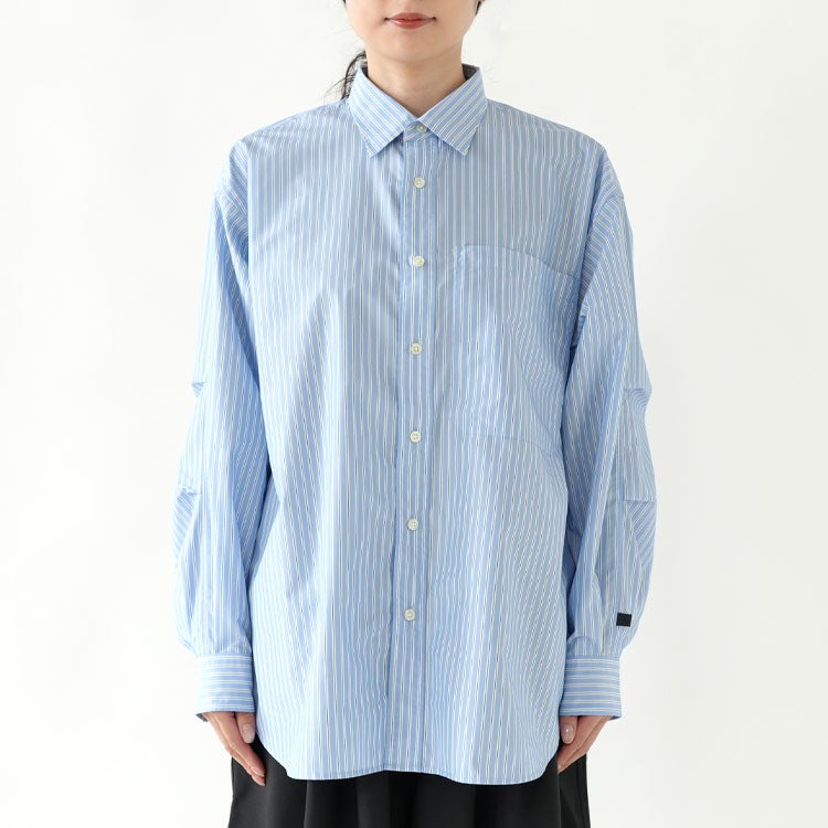 W's TECH REGULAR COLLAR SHIRT L/S STRIPE ウィメンズ テック レギュラーカラーシャツ ロングスリーブ ストライプ