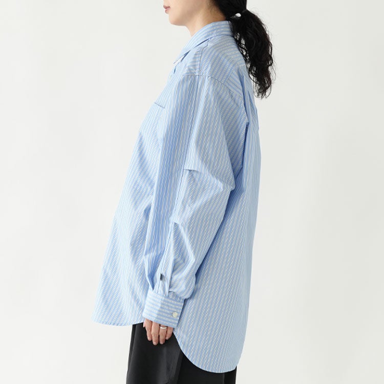 W's TECH REGULAR COLLAR SHIRT L/S STRIPE ウィメンズ テック レギュラーカラーシャツ ロングスリーブ ストライプ