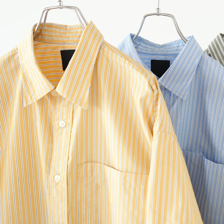 W's TECH REGULAR COLLAR SHIRT L/S STRIPE ウィメンズ テック レギュラーカラーシャツ ロングスリーブ ストライプ