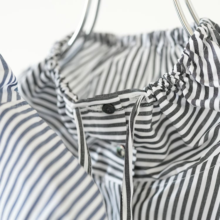 STRIPE GATHER NECK SHIRT ストライプギャザーネックシャツ