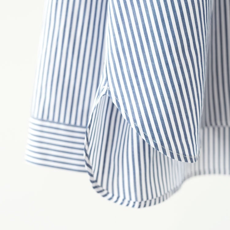STRIPE GATHER NECK SHIRT ストライプギャザーネックシャツ