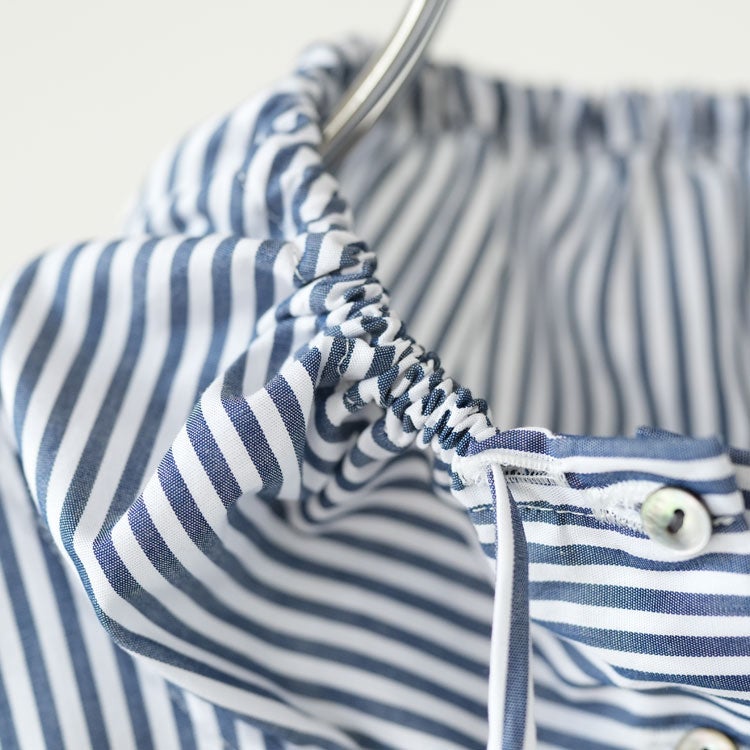 STRIPE GATHER NECK SHIRT ストライプギャザーネックシャツ