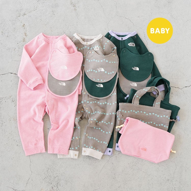B L/S ROMPERS & 2P BIB ベビー ロングスリーブロンパース＆2Pビブ