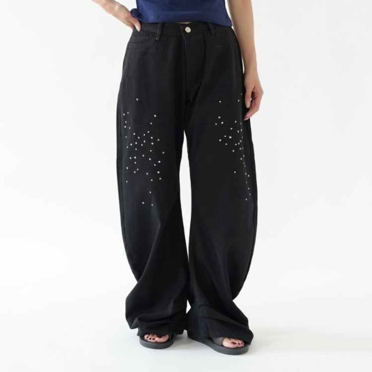 studded draped denim pants スタッズドレープデニムパンツ