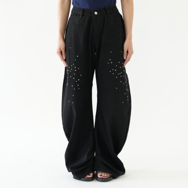 studded draped denim pants スタッズドレープデニムパンツ