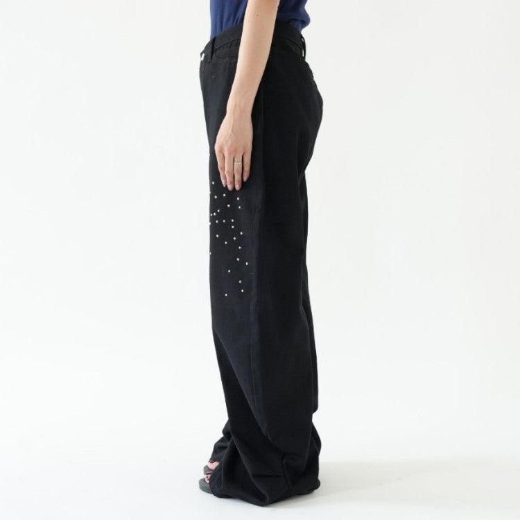 studded draped denim pants スタッズドレープデニムパンツ