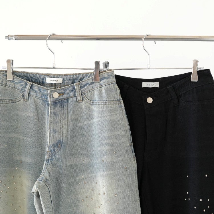 studded draped denim pants スタッズドレープデニムパンツ