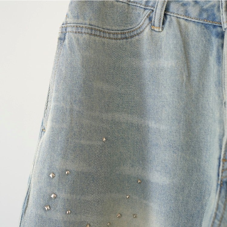 studded draped denim pants スタッズドレープデニムパンツ