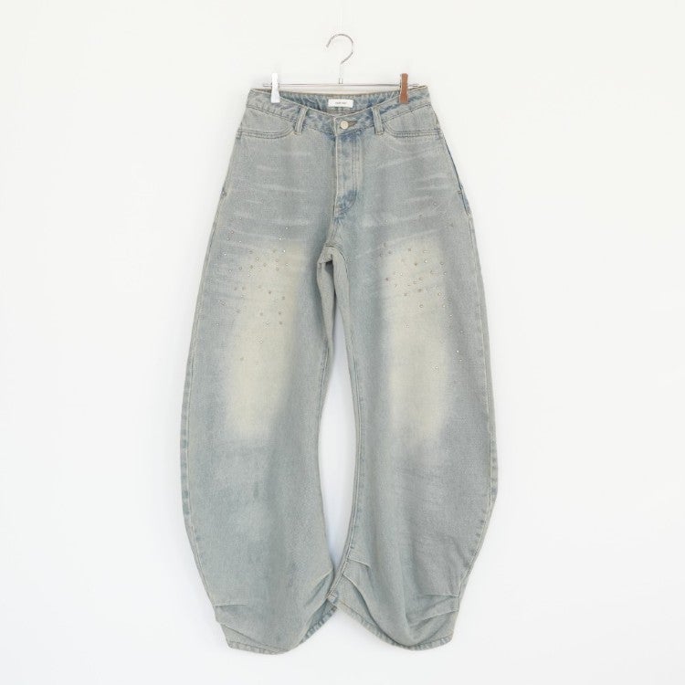 studded draped denim pants スタッズドレープデニムパンツ