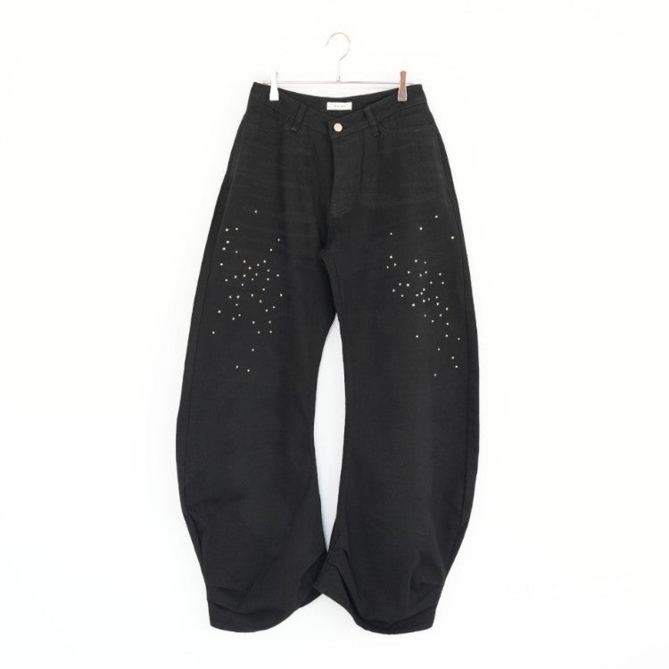 studded draped denim pants スタッズドレープデニムパンツ