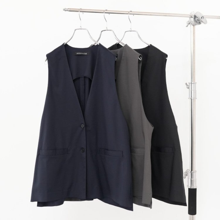 deep V neck wide vest ディープVネックワイドベスト
