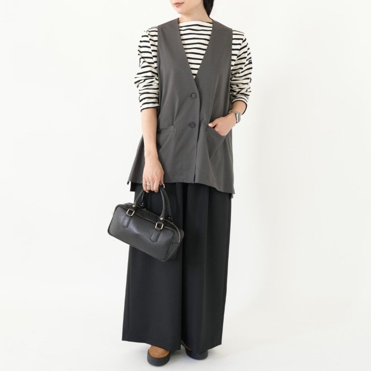 deep V neck wide vest ディープVネックワイドベスト
