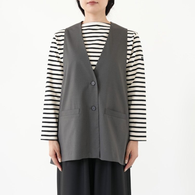 deep V neck wide vest ディープVネックワイドベスト