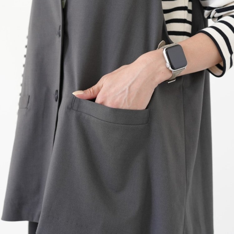 deep V neck wide vest ディープVネックワイドベスト