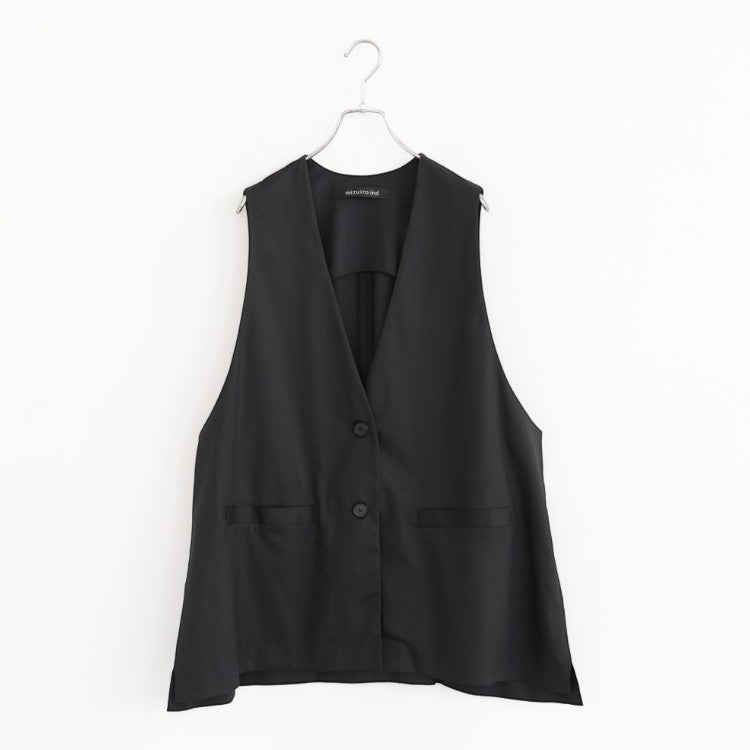 deep V neck wide vest ディープVネックワイドベスト