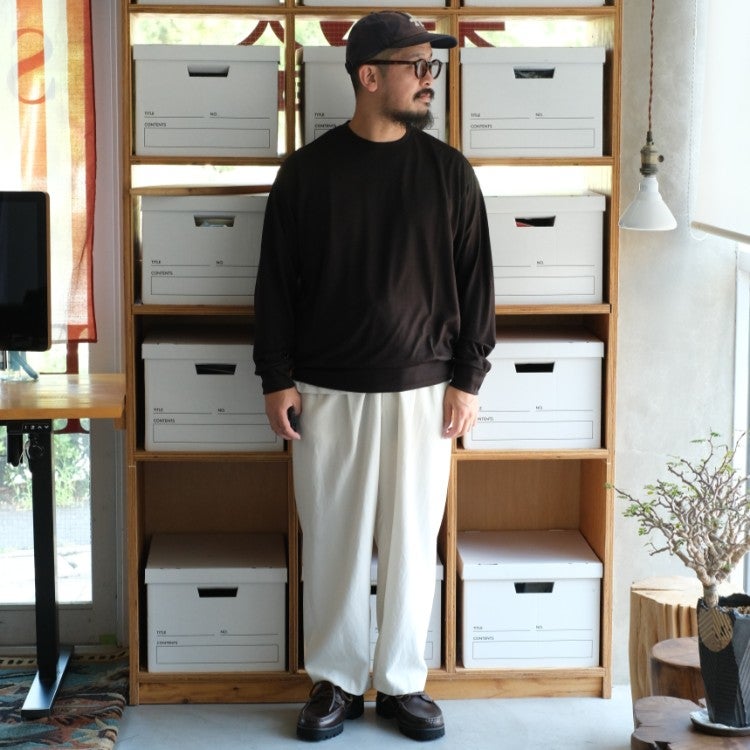 Super 100s Washable Wool Jersey Crew Neck L/S Tee スーパー100sウォッシャブルウール天竺 クルーネック L/S Tee