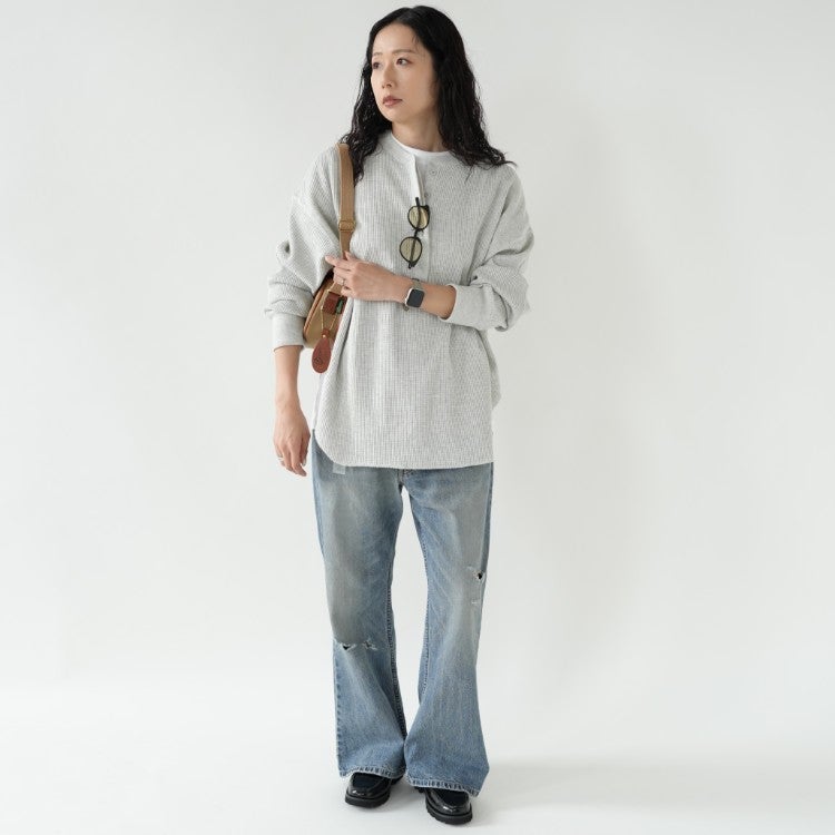 Waffle Loose Henleytops ワッフルルーズ ヘンリートップス