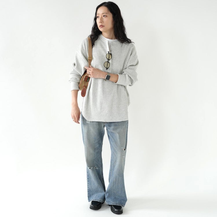 Waffle Loose Henleytops ワッフルルーズ ヘンリートップス