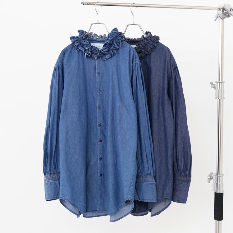 indigo frill collar shirts インディゴフリルカラーシャツ