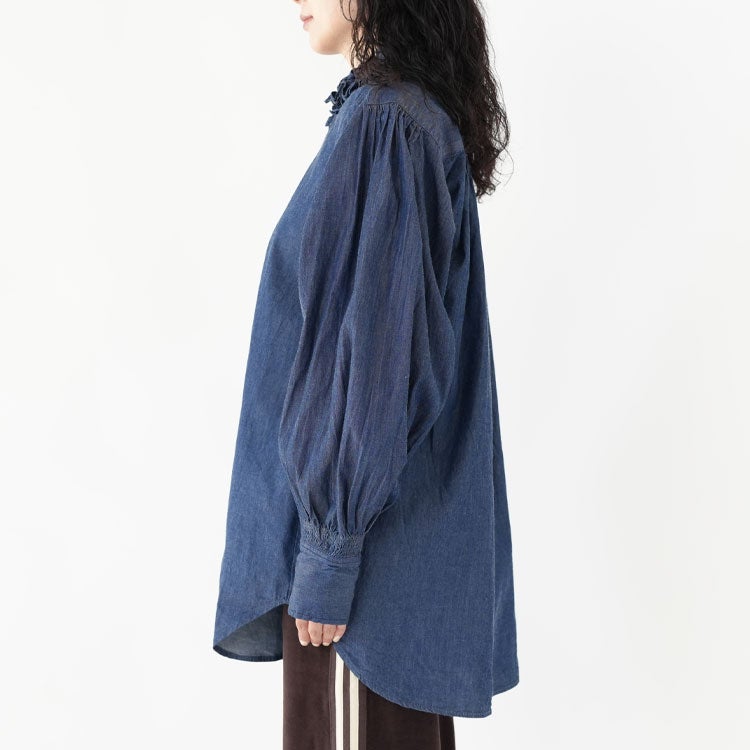 indigo frill collar shirts インディゴフリルカラーシャツ
