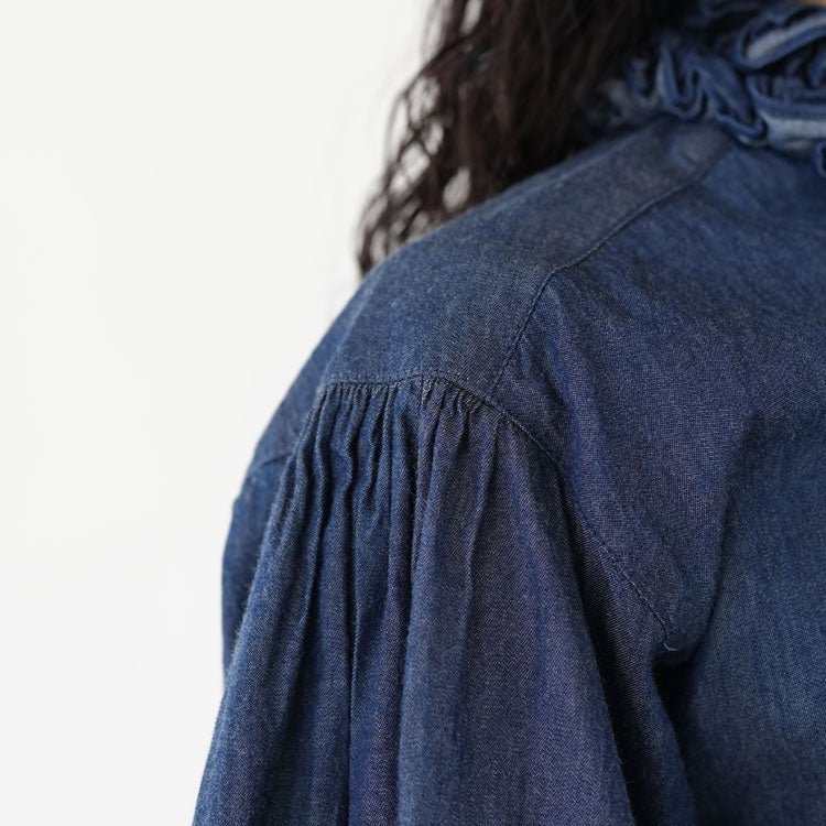 indigo frill collar shirts インディゴフリルカラーシャツ