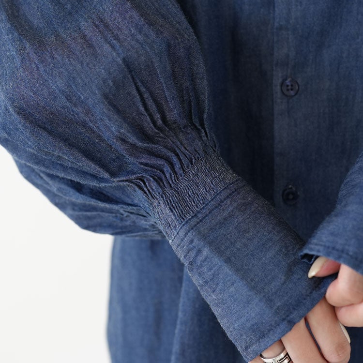 indigo frill collar shirts インディゴフリルカラーシャツ